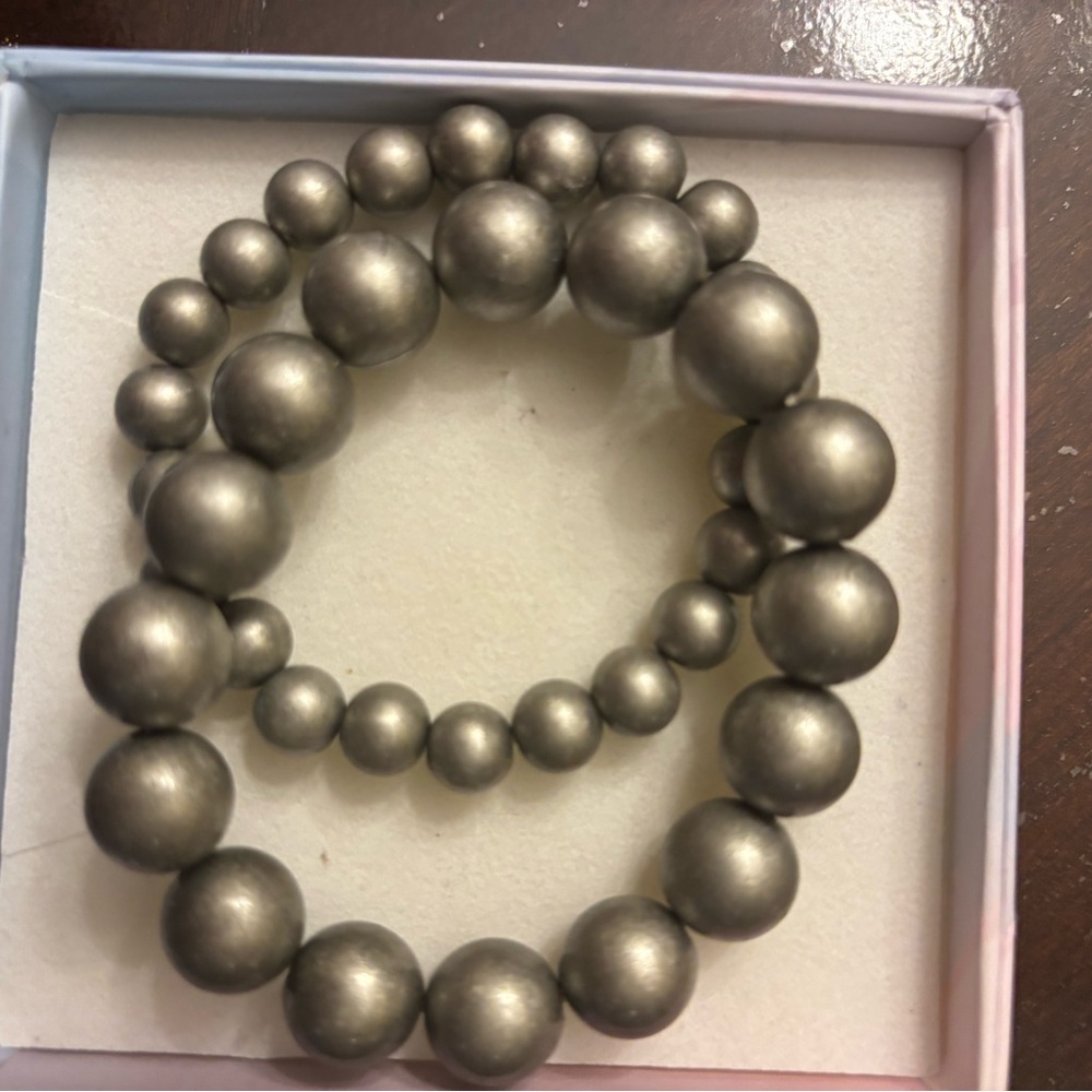 Elegant Silver Beaded Bracelet Set